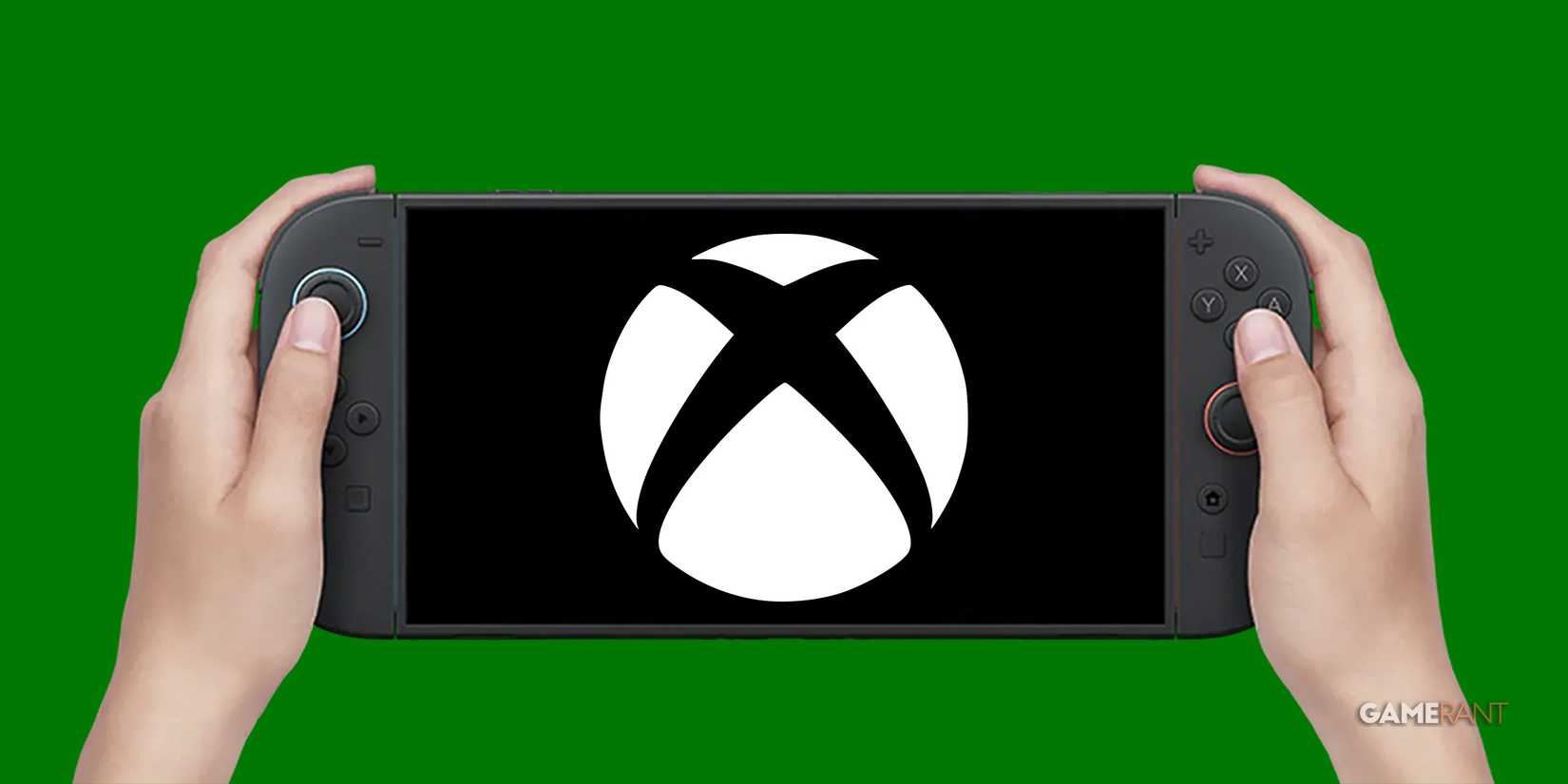 Nintendo Switch 2 displaying Xbox logo on Xbox green background 2x1 composite