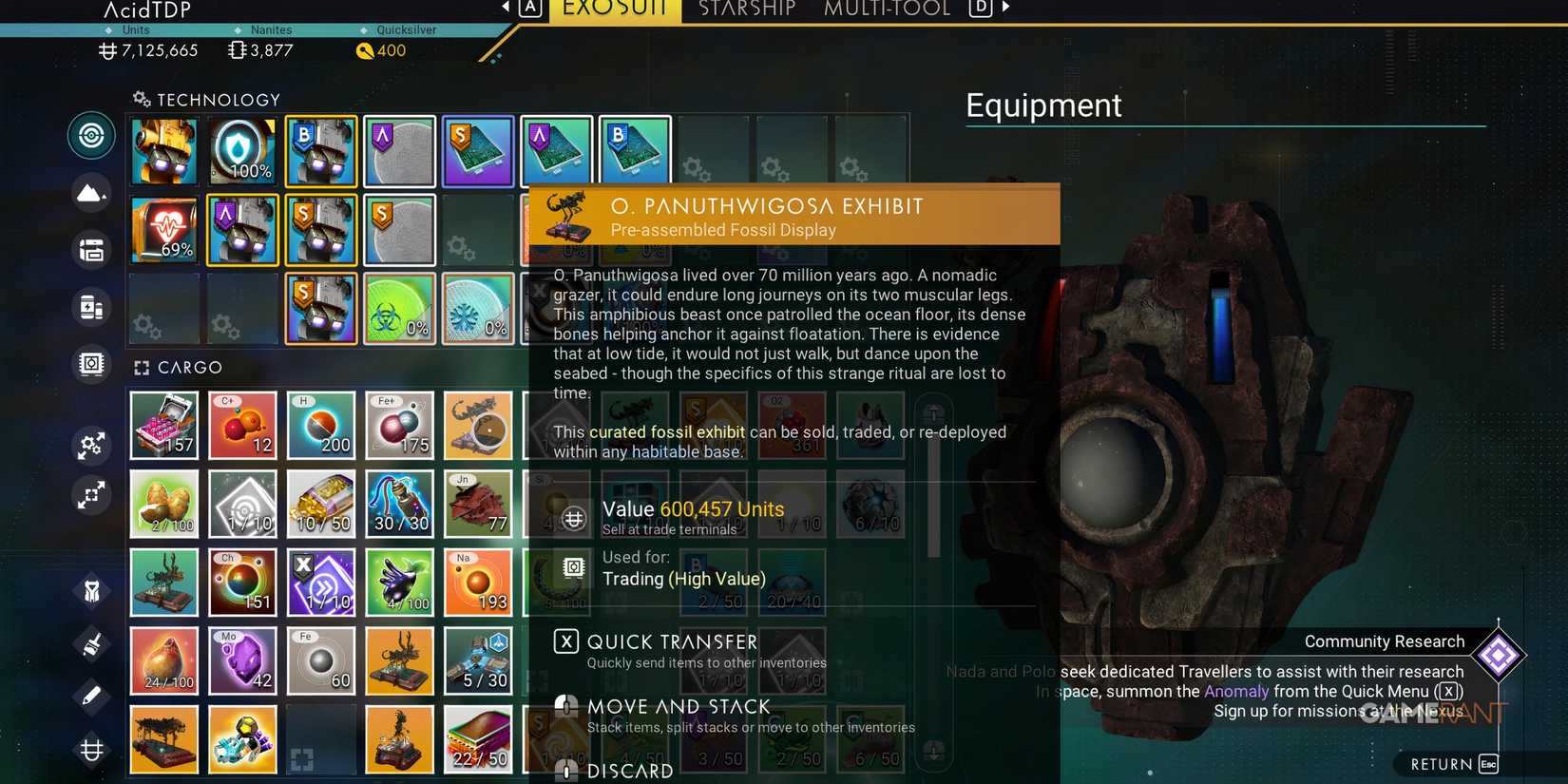 No Man's Sky Relics Skeleteon Exhibits
