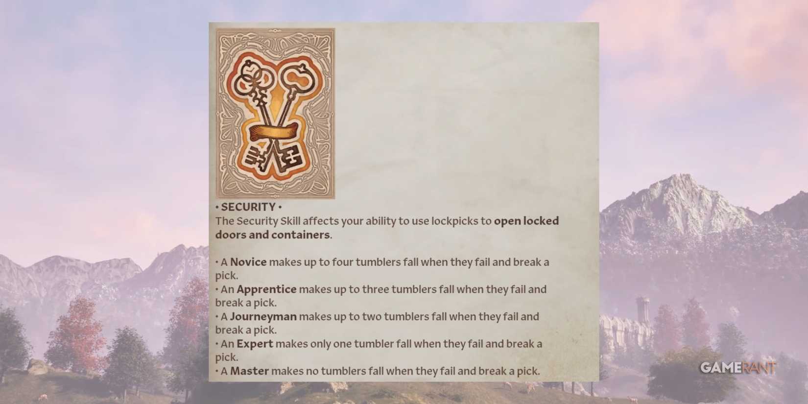 Oblivion Remastered - Security Skill