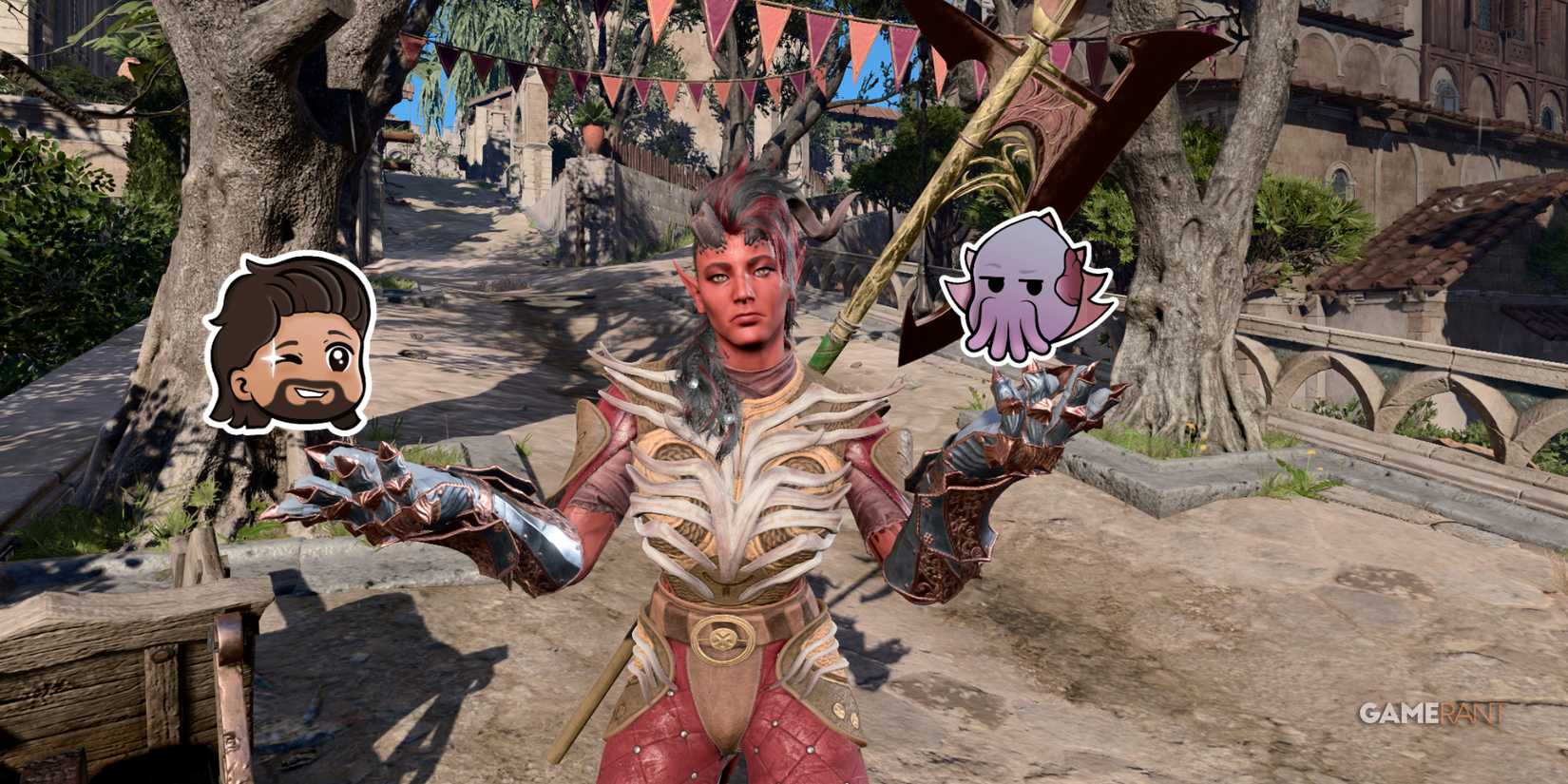 Placing expressive stickers on characters in Baldur's Gate 3 photo mode to create humorous screenshots