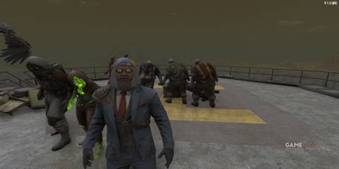 Player On A Roof With Zombies