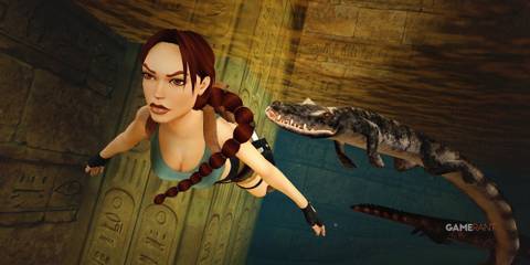 Tomb Raider 4–6 Lara Croft diving with crocodiles alligators promo gameplay screenshot
