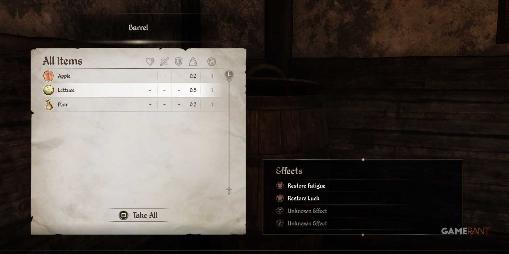 A barrel filled with food in The Elder Scrolls 4: Oblivion Remastered