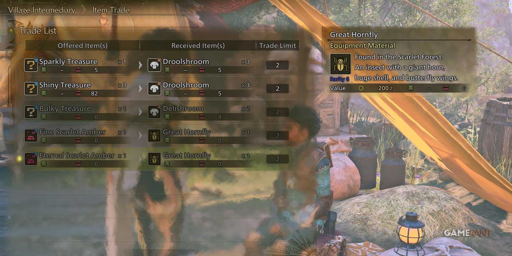 Great Hornfly trade in Monster Hunter Wilds