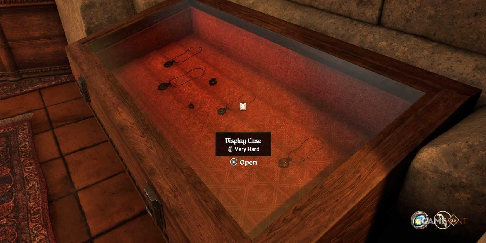 A player looking at a display case of Jewelry in The Elder Scrolls 4: Oblivion Remastered