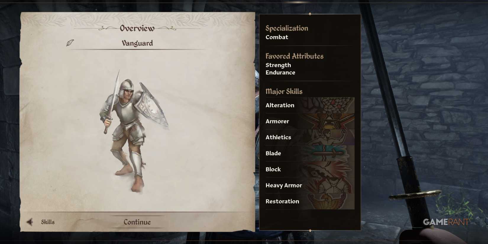 Vanguard, one of the best custom builds in Oblivion Remastered for balanced melee combat with strong endurance and support skills