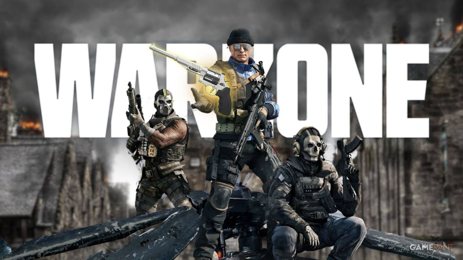 a warzone operator holding a basilisk handgun.