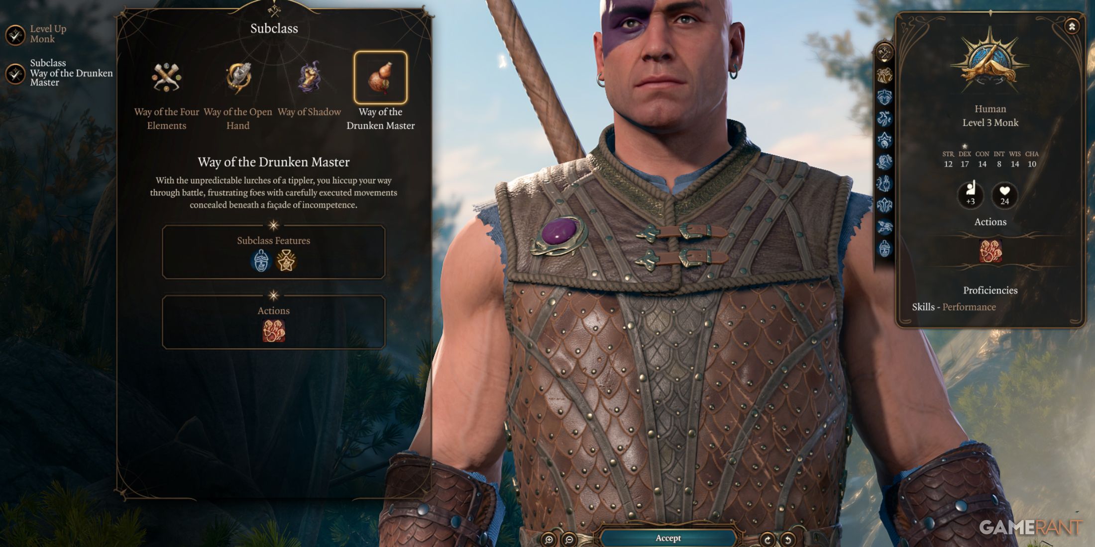 Way of the Drunken Master, one of the best subclasses for Patch 8 of Baldur's Gate 3