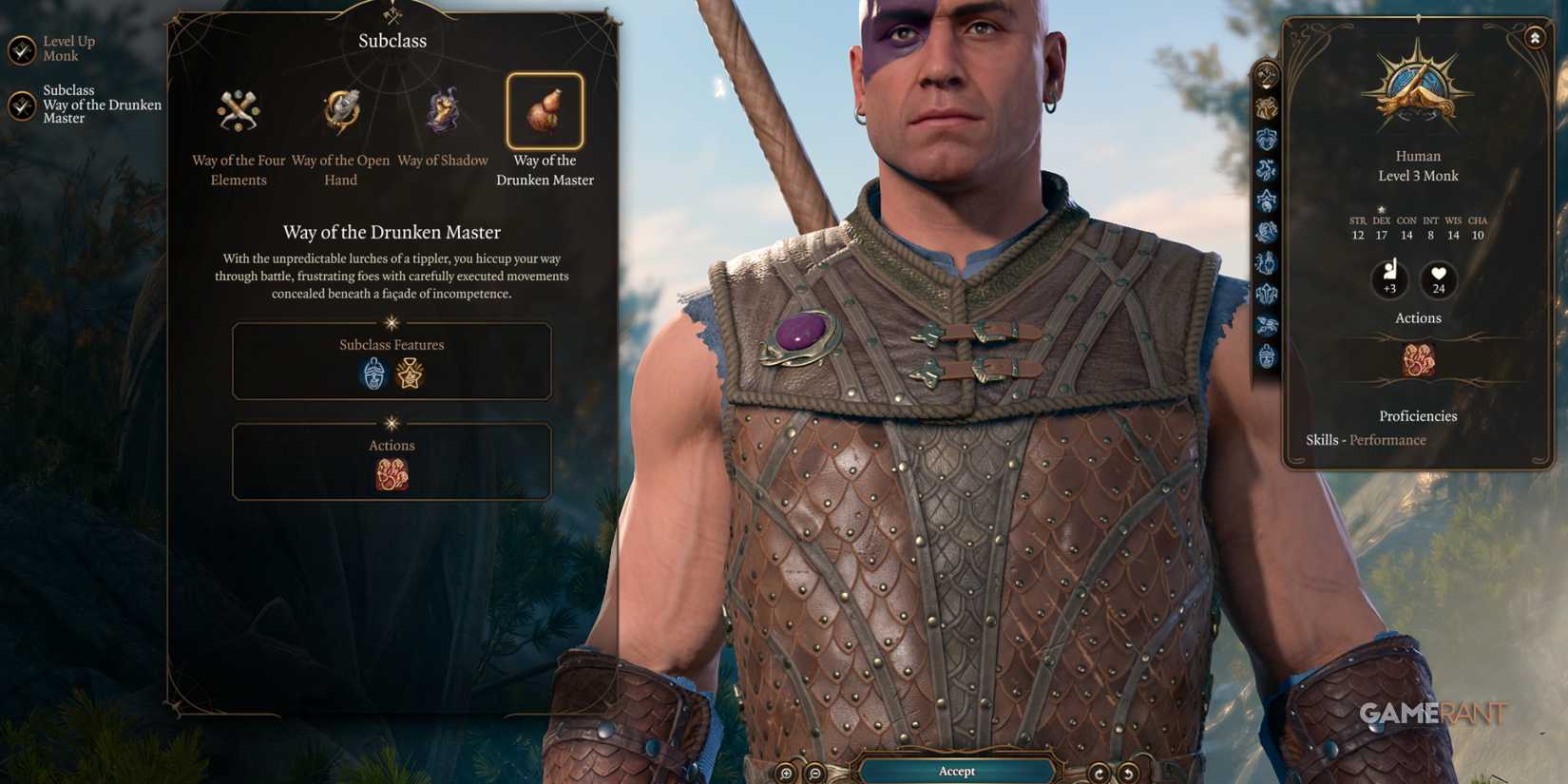 Way of the Drunken Master, one of the best subclasses for Patch 8 of Baldur's Gate 3