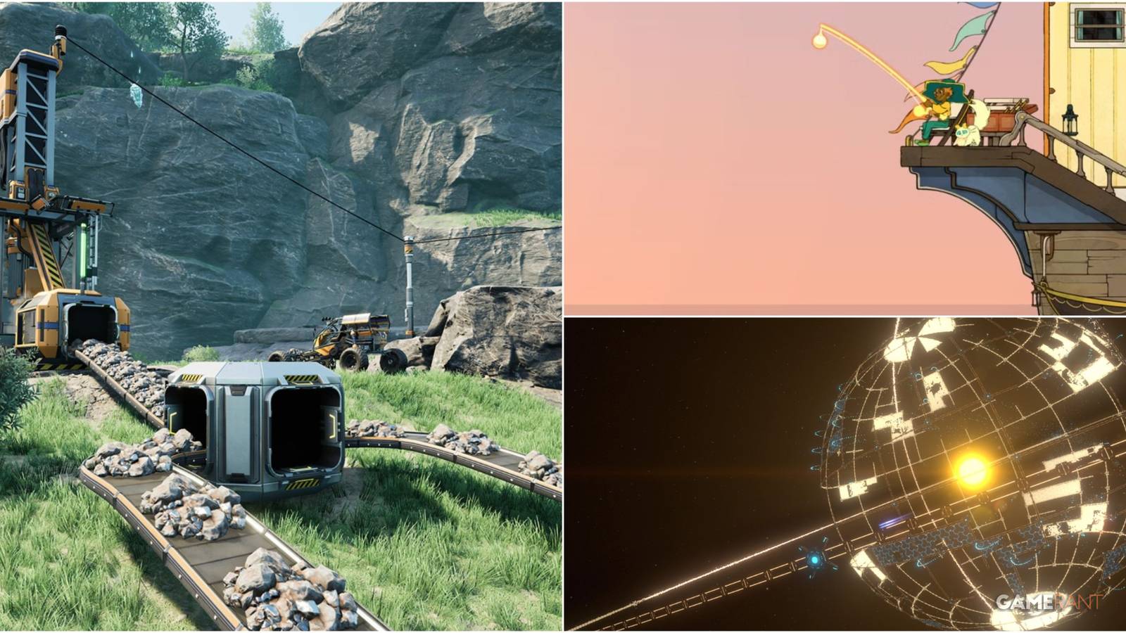 Satisfactory, Spiritfarer, Dyson Sphere Program