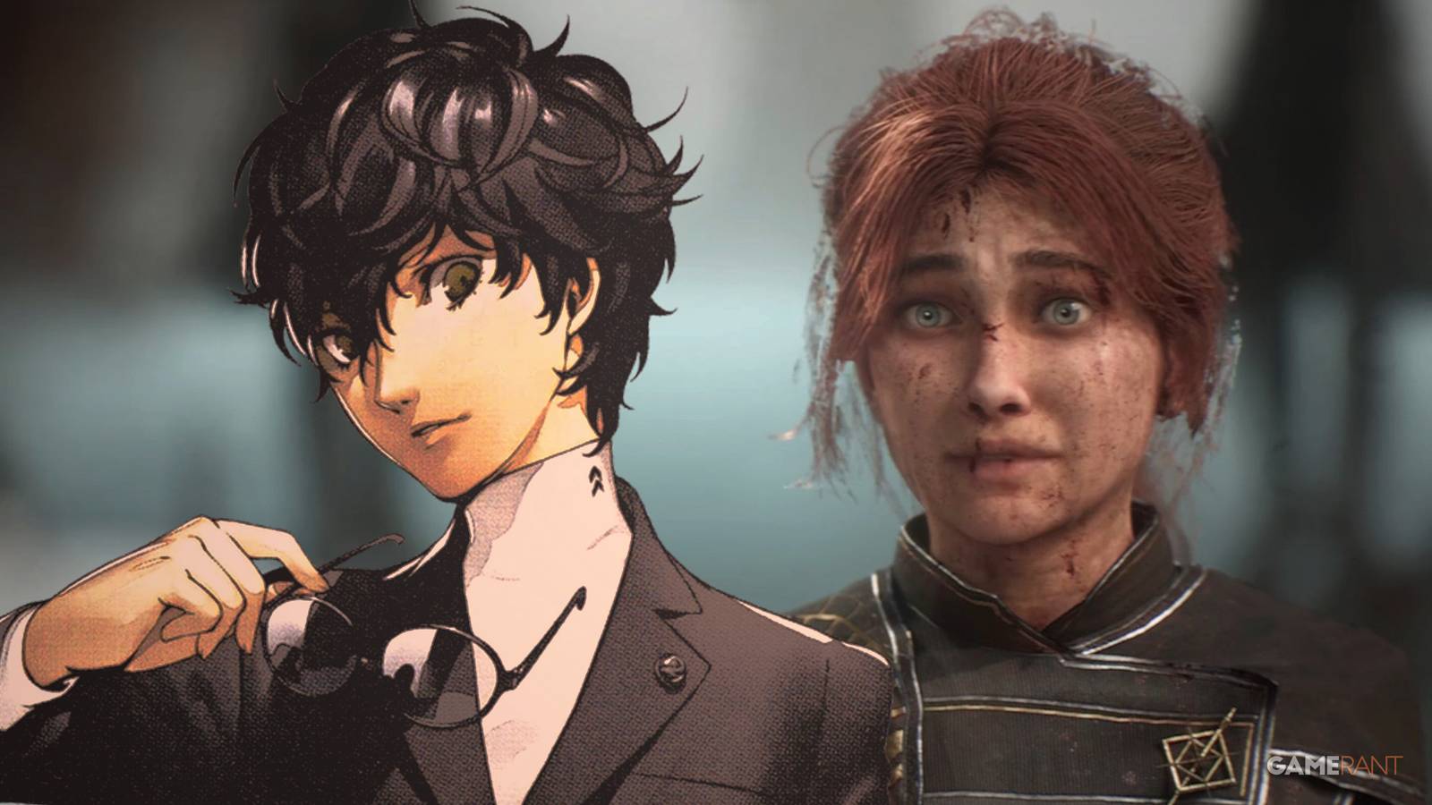 Clair Obscur Expedition 33 Maelle next to Persona 5 Joker 2x1 composite