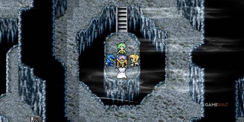 Exploring an icy chamber in the Lunar Subterrane, the party descends deeper into the moon’s depths in Final Fantasy IV