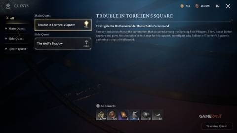 Game of Thrones Kingsroad - Main Quest Menu