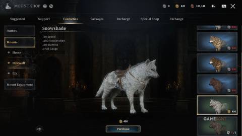 Game of Thrones Kingsroad - Snowshade Direwolf Mount