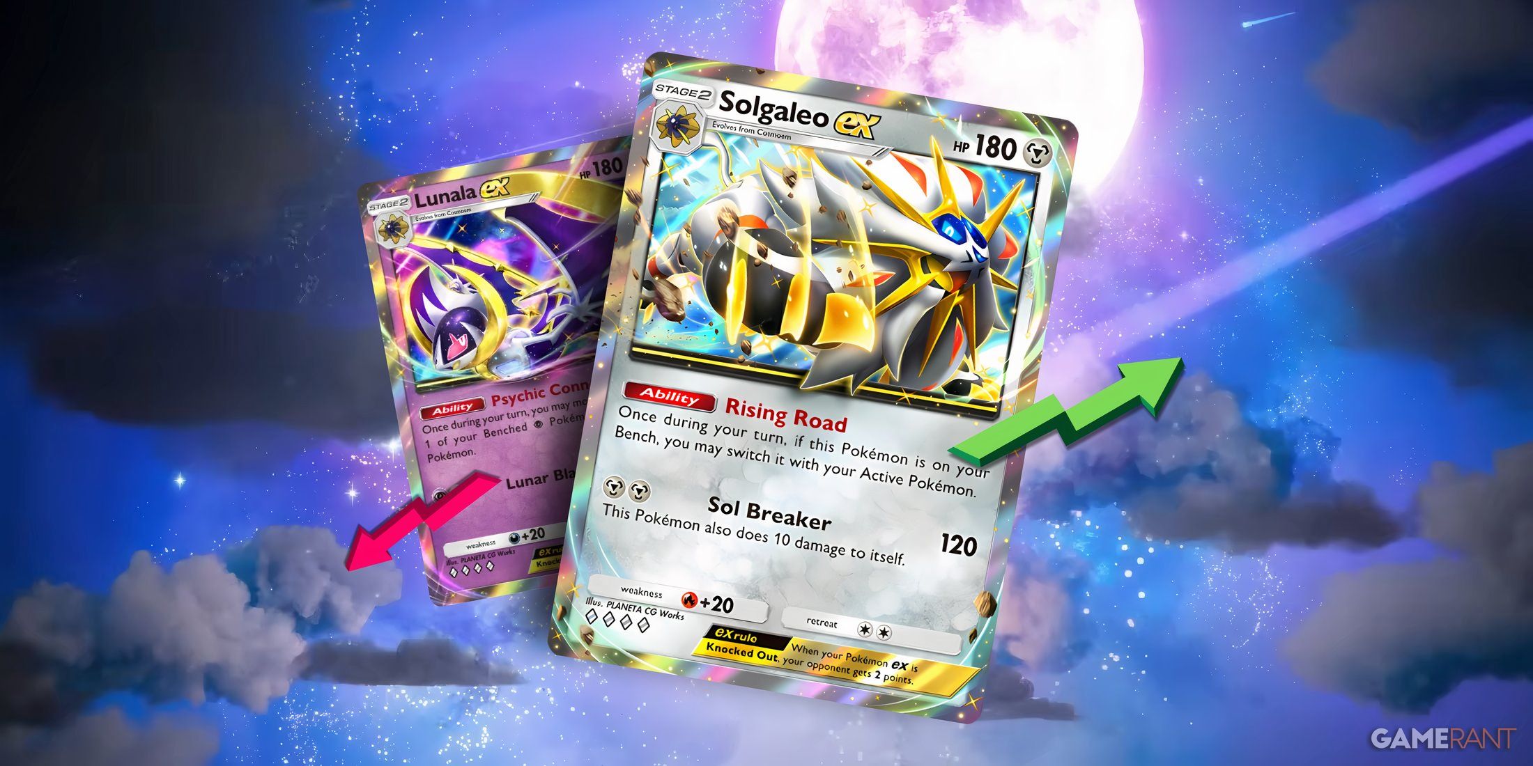 Sogaleo ex and Lunala ex in Pokemon TCG Pocket.
