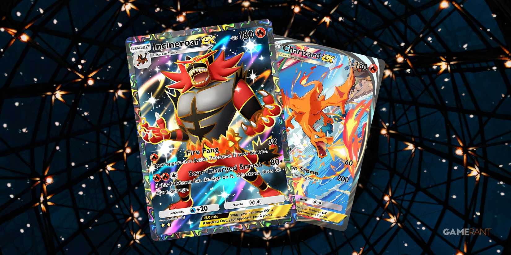 incineroar ex and charizard ex in pokemon tcg pocket.