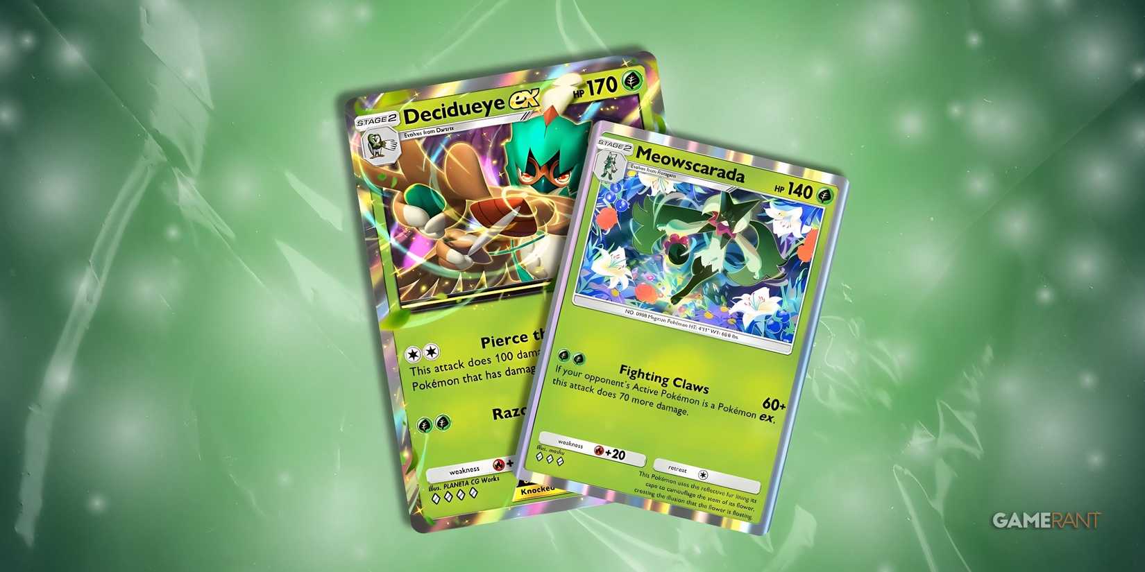  meowscarada and decidueye ex cards in pokemon tcg pocket.