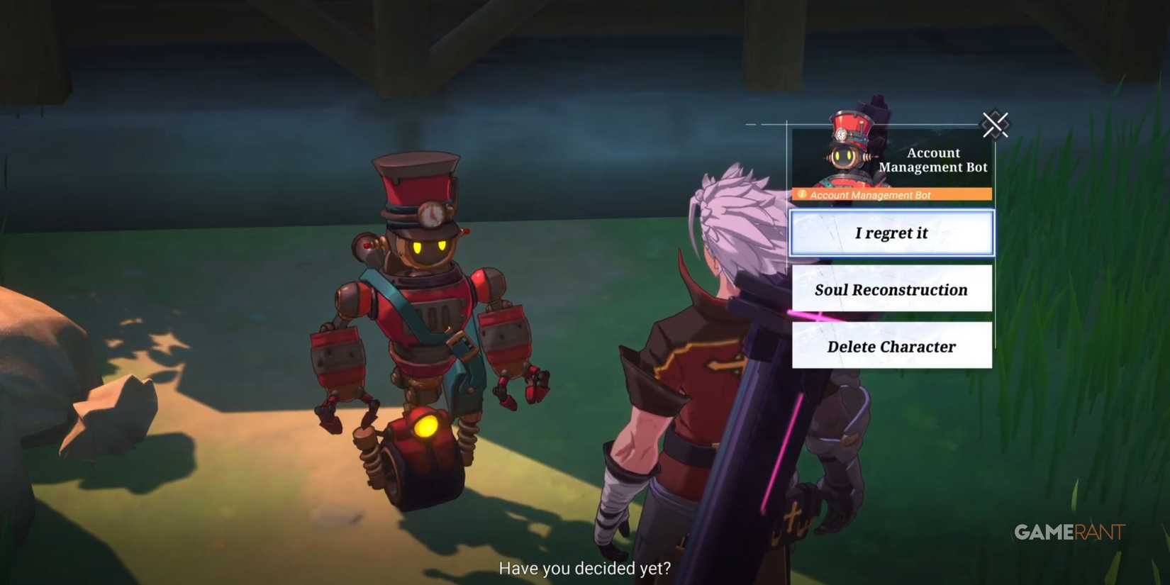 Regret How to delete a character Crystal of Atlan