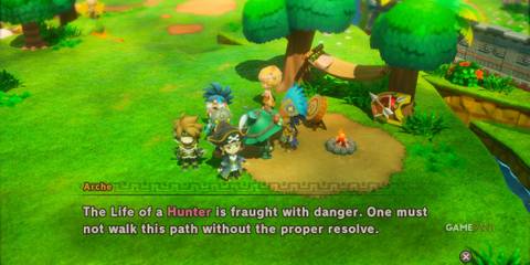 A player talking to Arche the Hunter Master in Fantasy Life I: The Girl Who Steals Time