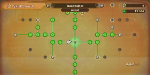 Woodcutter skill board in Fantasy Life I: The Girl Who Steals Time