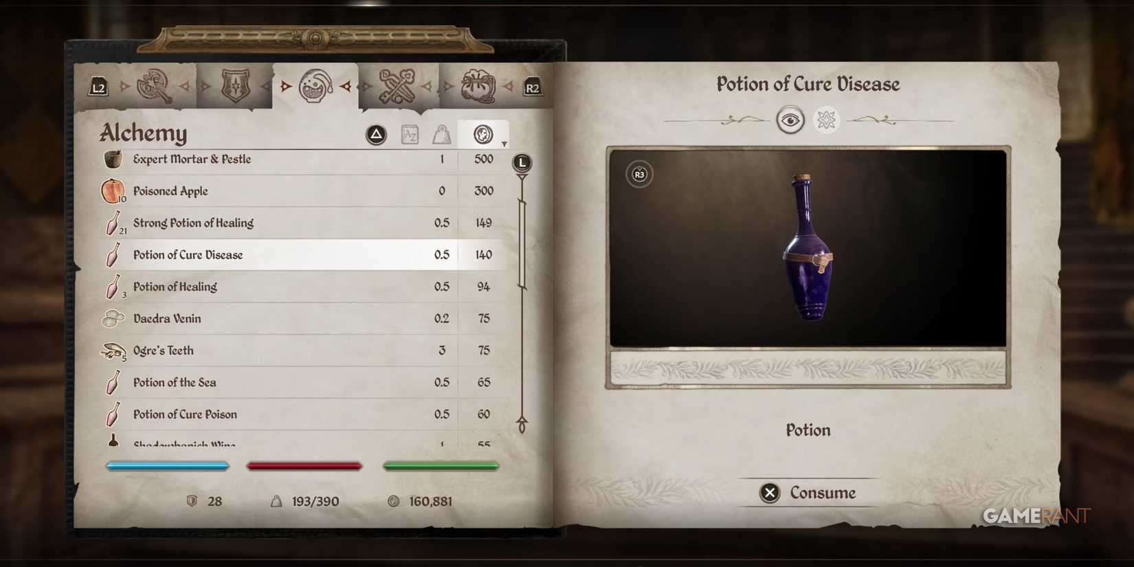 Potion of Cure Disease in Oblivion Remastered