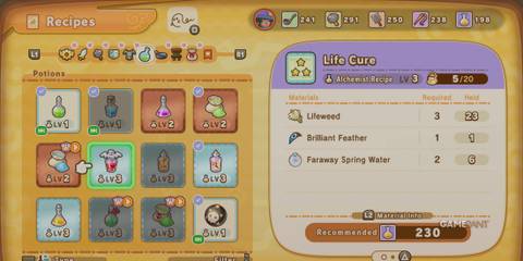 Life Cure recipe in Fantasy Life I: The Girl Who Steals Time