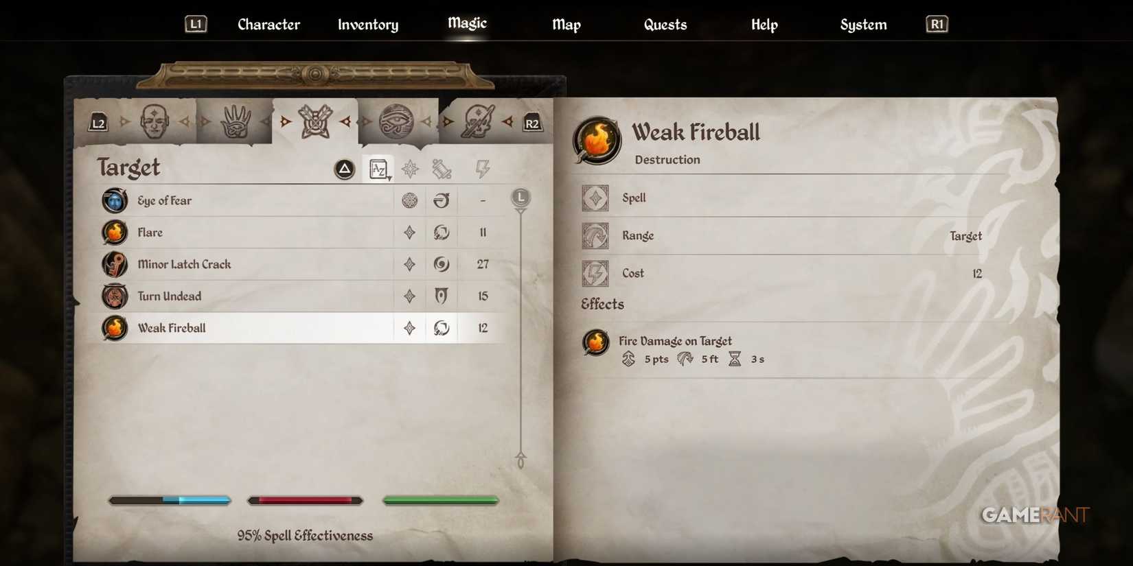 Weak Fireball spell in Oblivion Remastered 