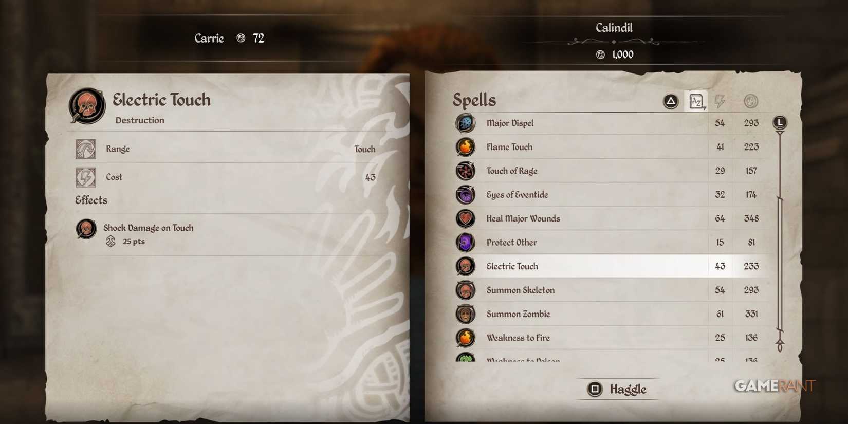 Electric Touch spell in Oblivion Remastered