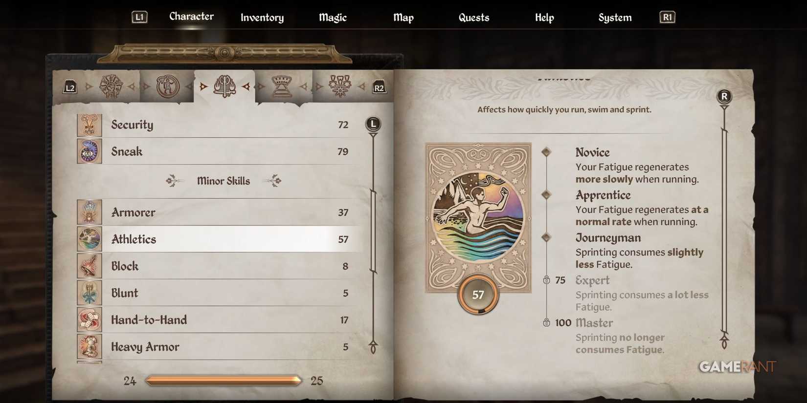 Athletics skill in Oblivion Remastered