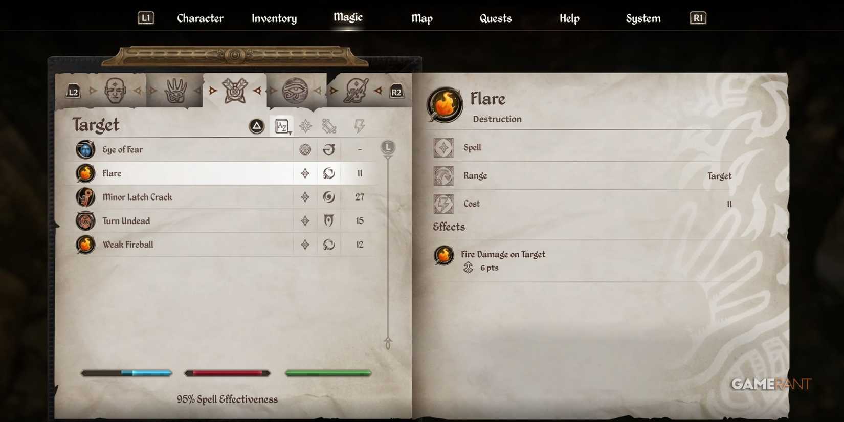 Flare spell in Oblivion Remastered
