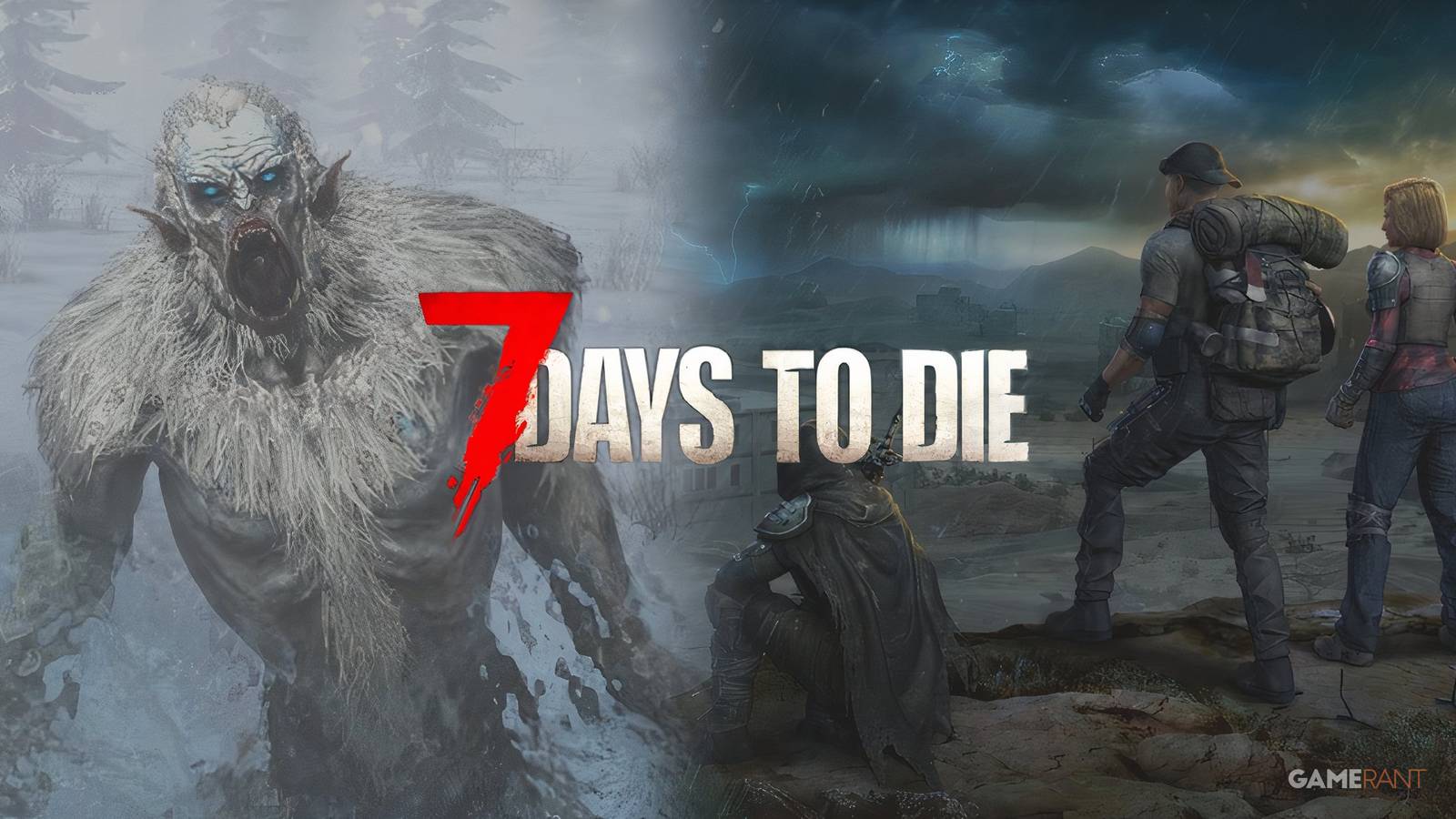 7 Days to Die Storm's Brewing V2.0 update screenshots with game logo GAMERANT edit