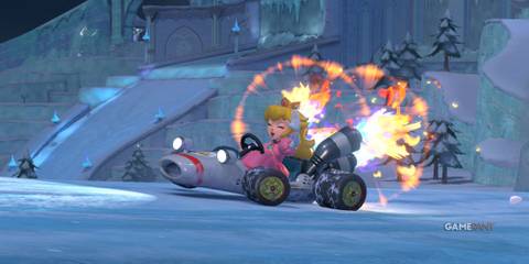 Peach near Starview Peak in Mario Kart World