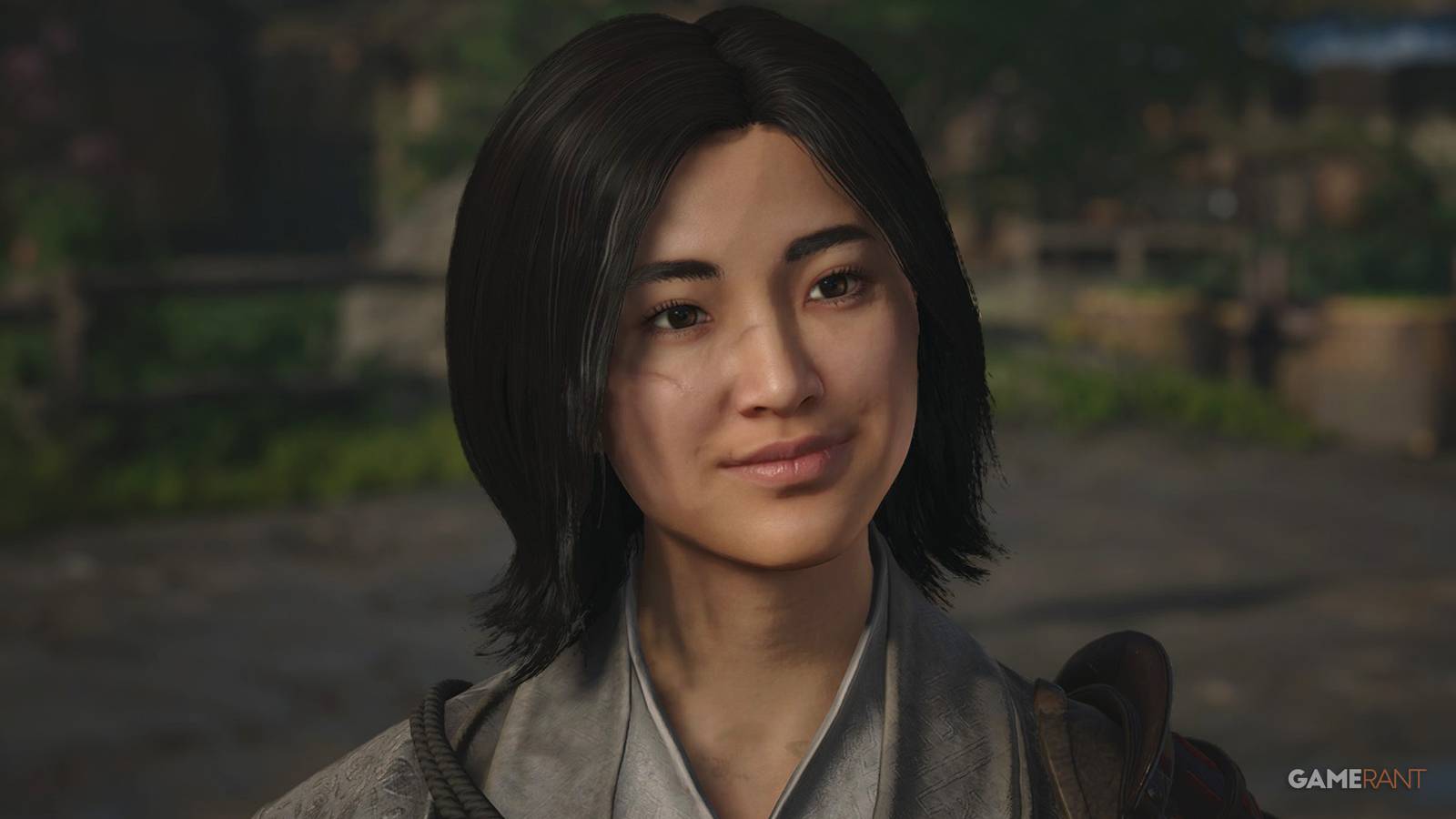 Assassin's Creed Shadows Naoe smiling close-up