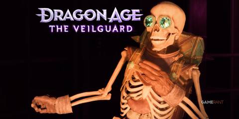 Dragon Age The Veilguard Manfred next to game logo purple background 2x1 composite