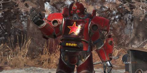 Fallout 76 Communist Power Armor waving