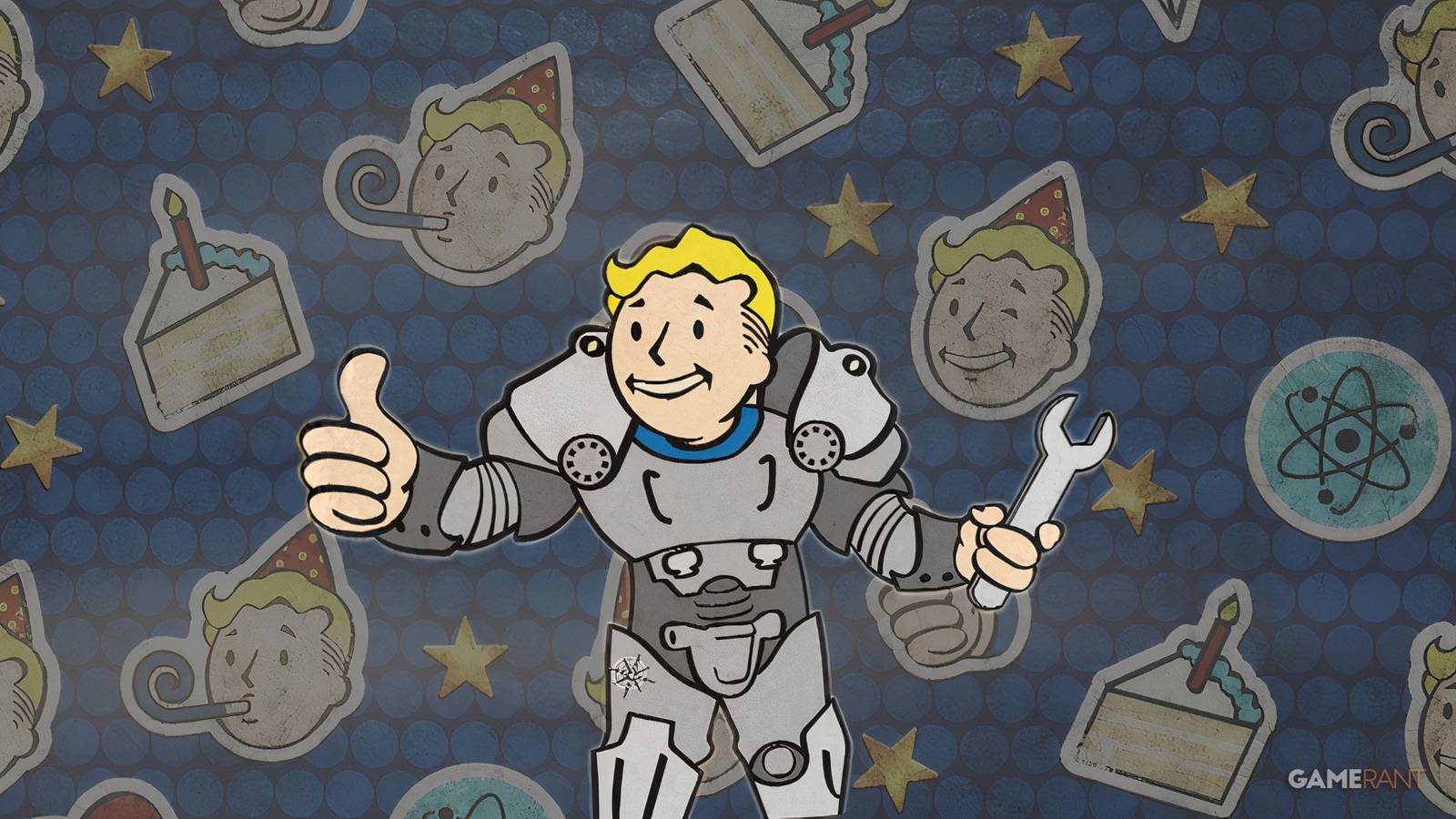 Fallout 76 Power Armor Perk Card Official Art With Fallout Day CAMP Wallpaper edit GAMERANT