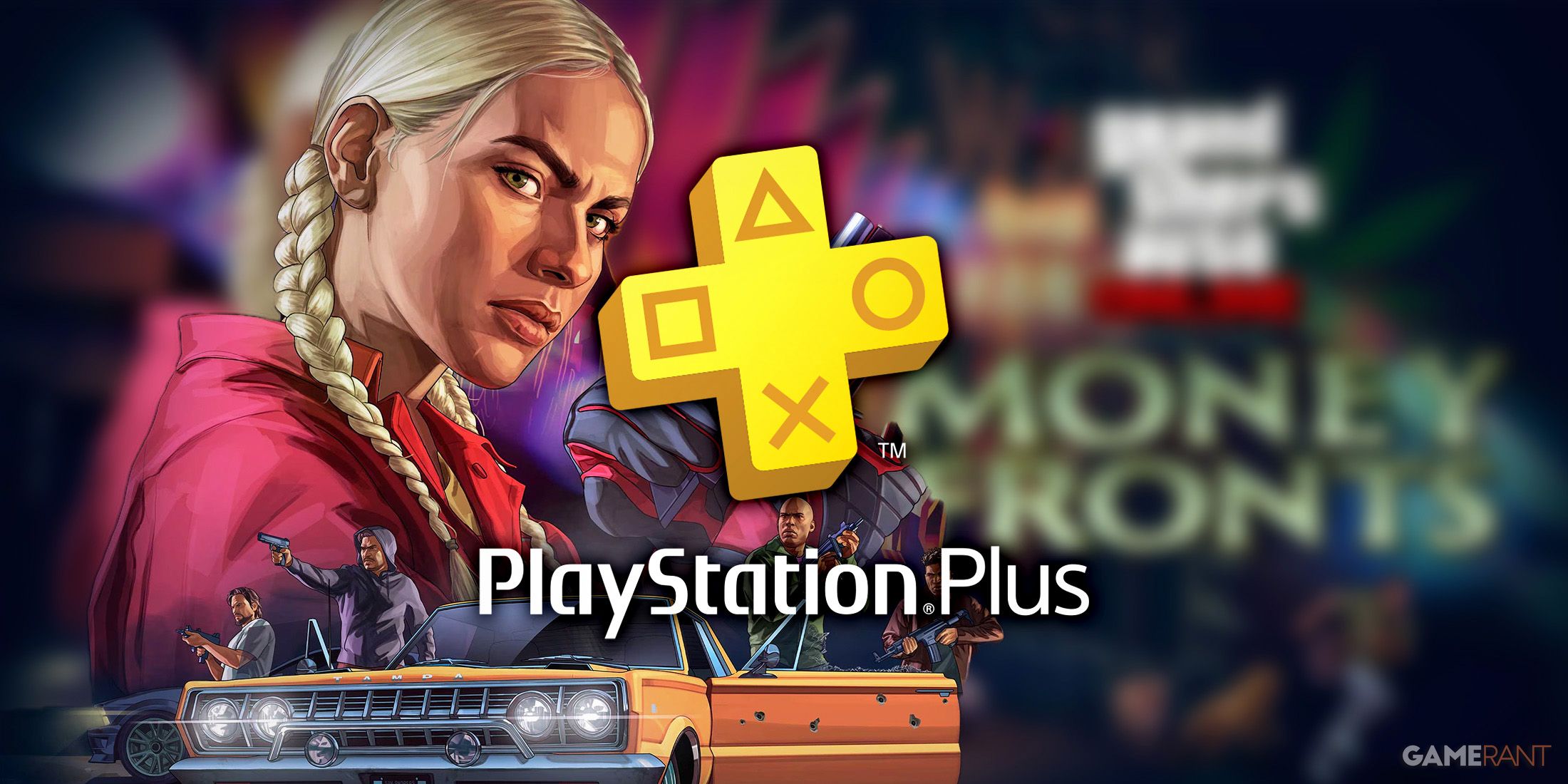 Grand Theft Auto GTA Online PlayStation PS Plus 2x1 composite illustration