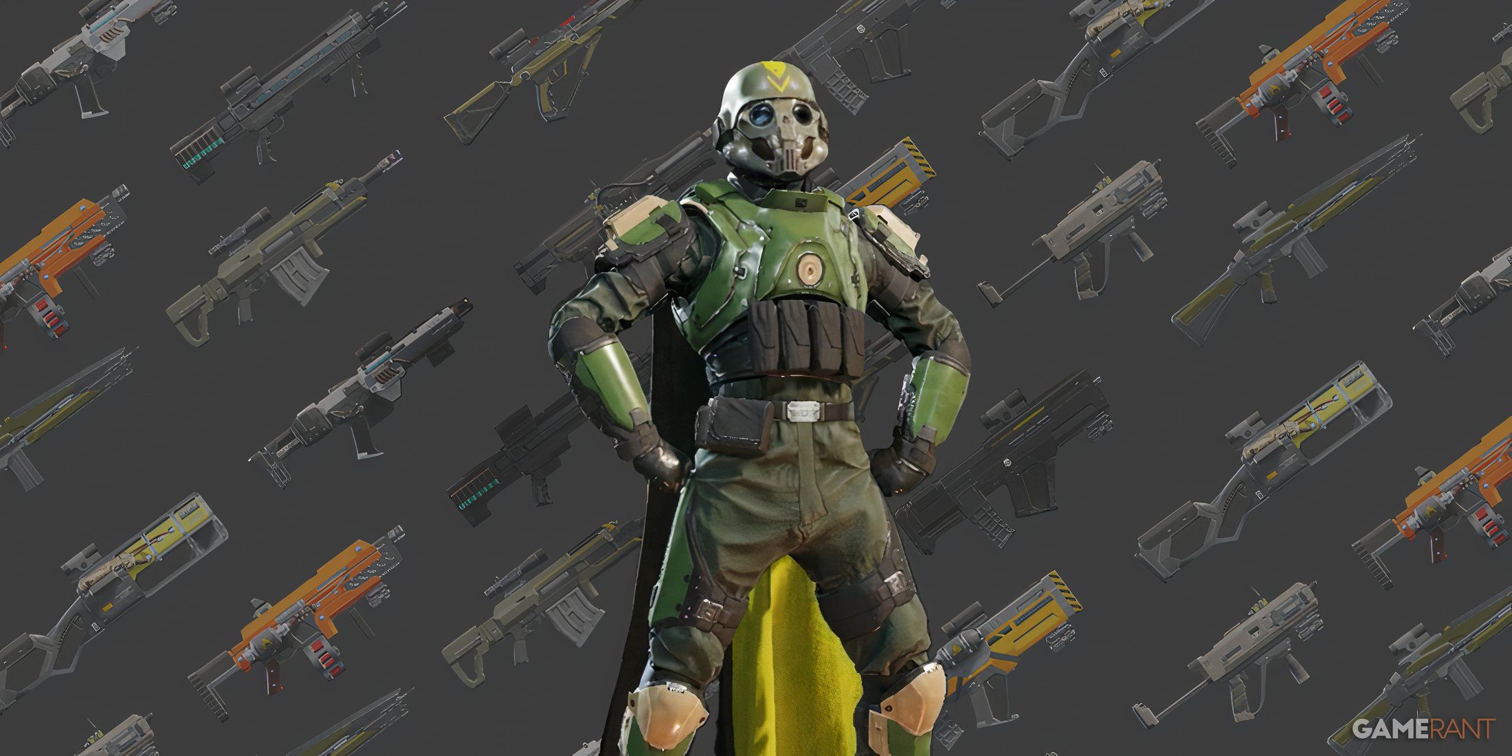 Helldivers 2 primary weapons background with player character edit GAMERANT