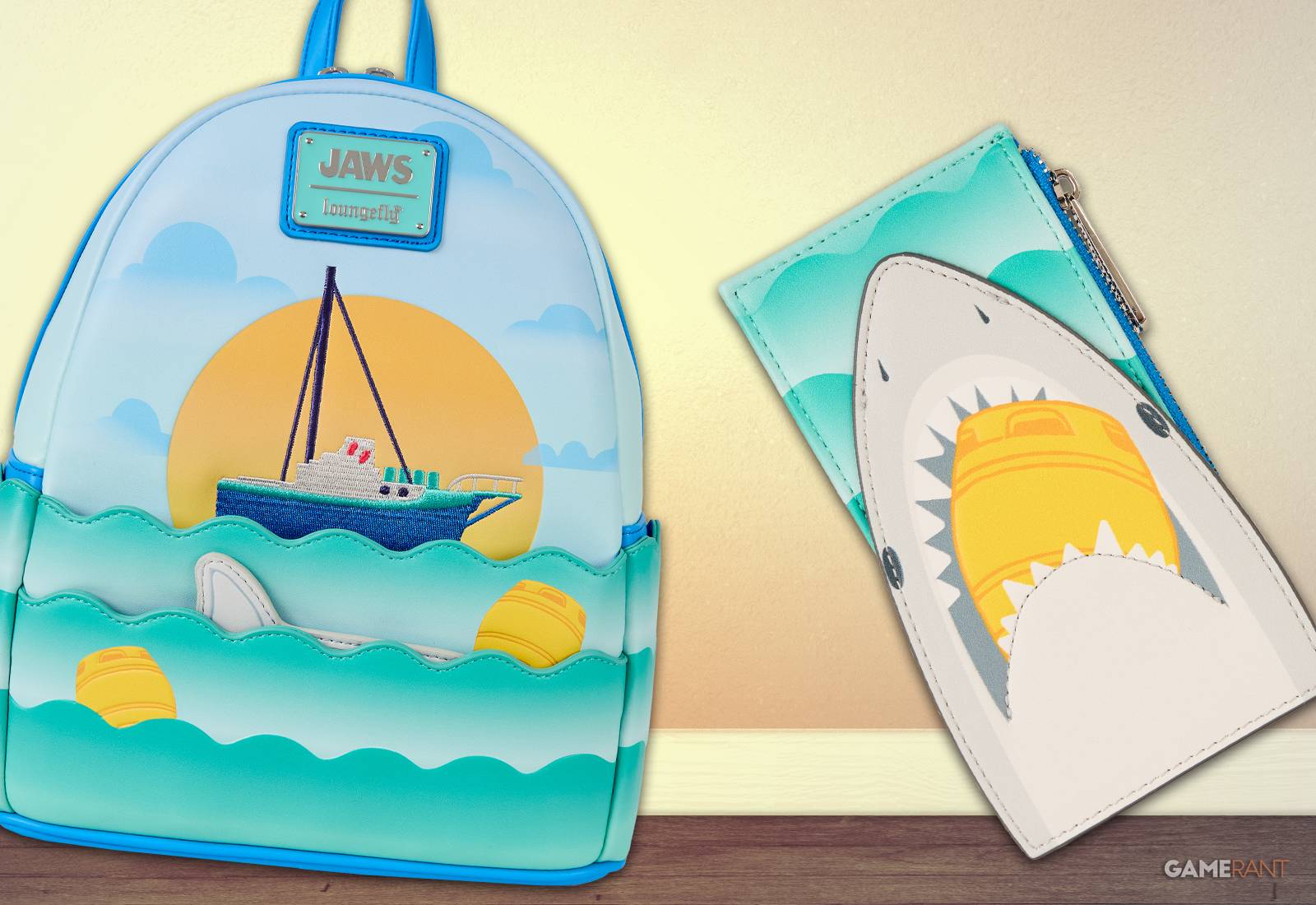 Loungefly Jaws 50th Anniversary Mini Backpack and Cardholder Set NWT Grab These Loungefly Jaws 50th Anniversary Mini Backpack and  main image 4
