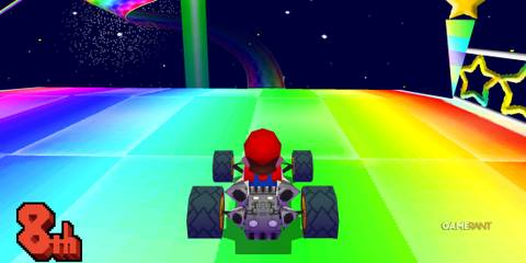 Mario Kart DS features one of the best Rainbow Roads, with loops, jumps, and vibrant neon panels in space