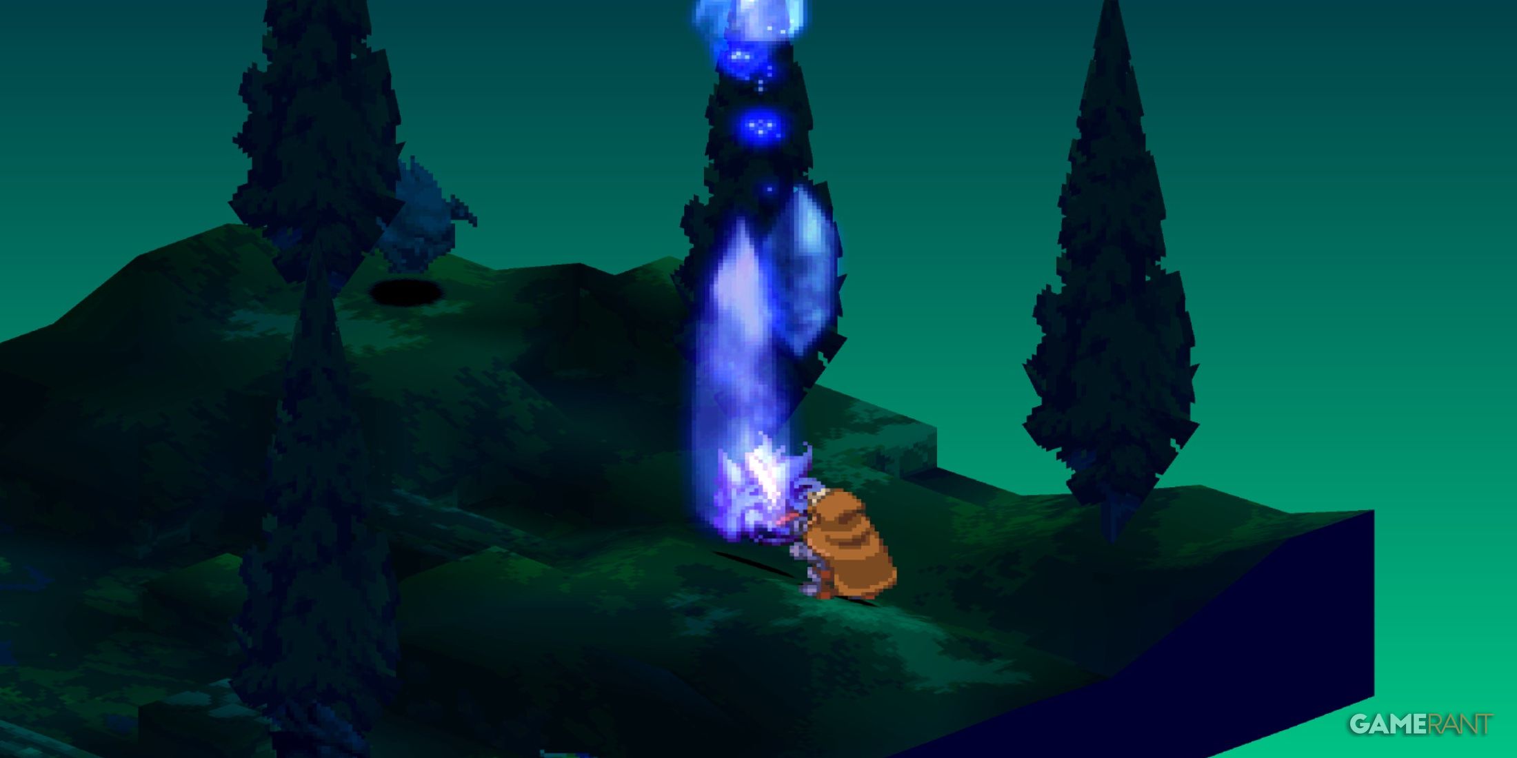 Orlandeau uses his Swordplay skill in Final Fantasy Tactics, releasing a powerful blue energy attack