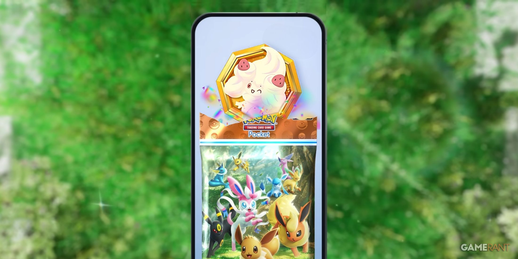 pokemon tcg pocket's eevee grove secret emblem has a catch.