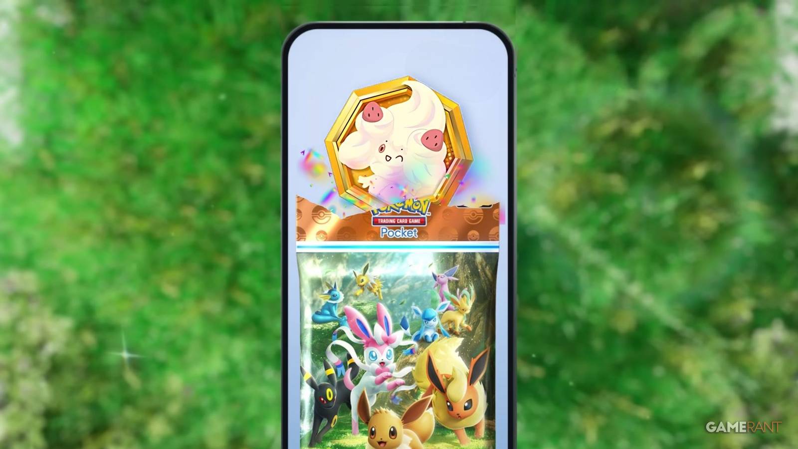 pokemon tcg pocket's eevee grove secret emblem has a catch.