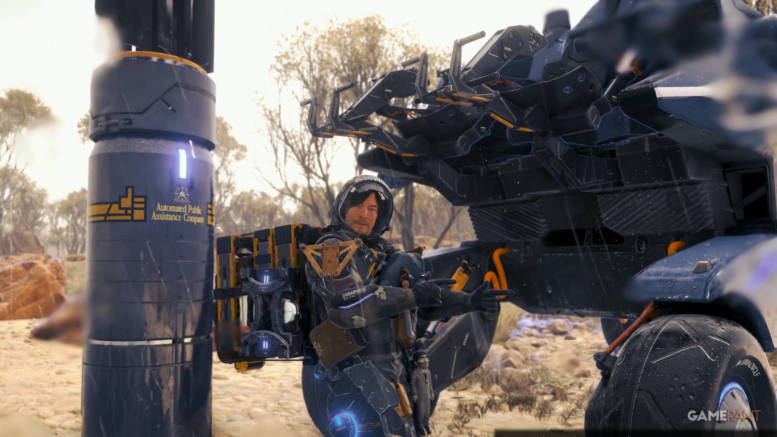 Sam with a vehicle in Death Stranding 2