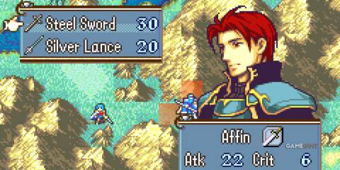 Seth selects between a Steel Sword and Silver Lance during a map phase in Fire Emblem The Sacred Stones