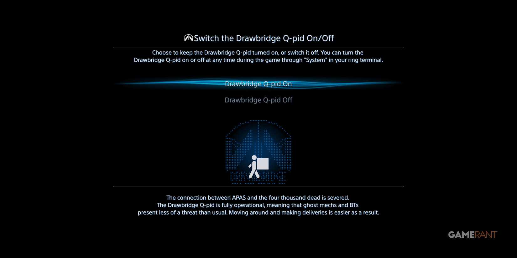 Should Switch The Drawbridge Q-Pid On Or Off in Death Stranding 2