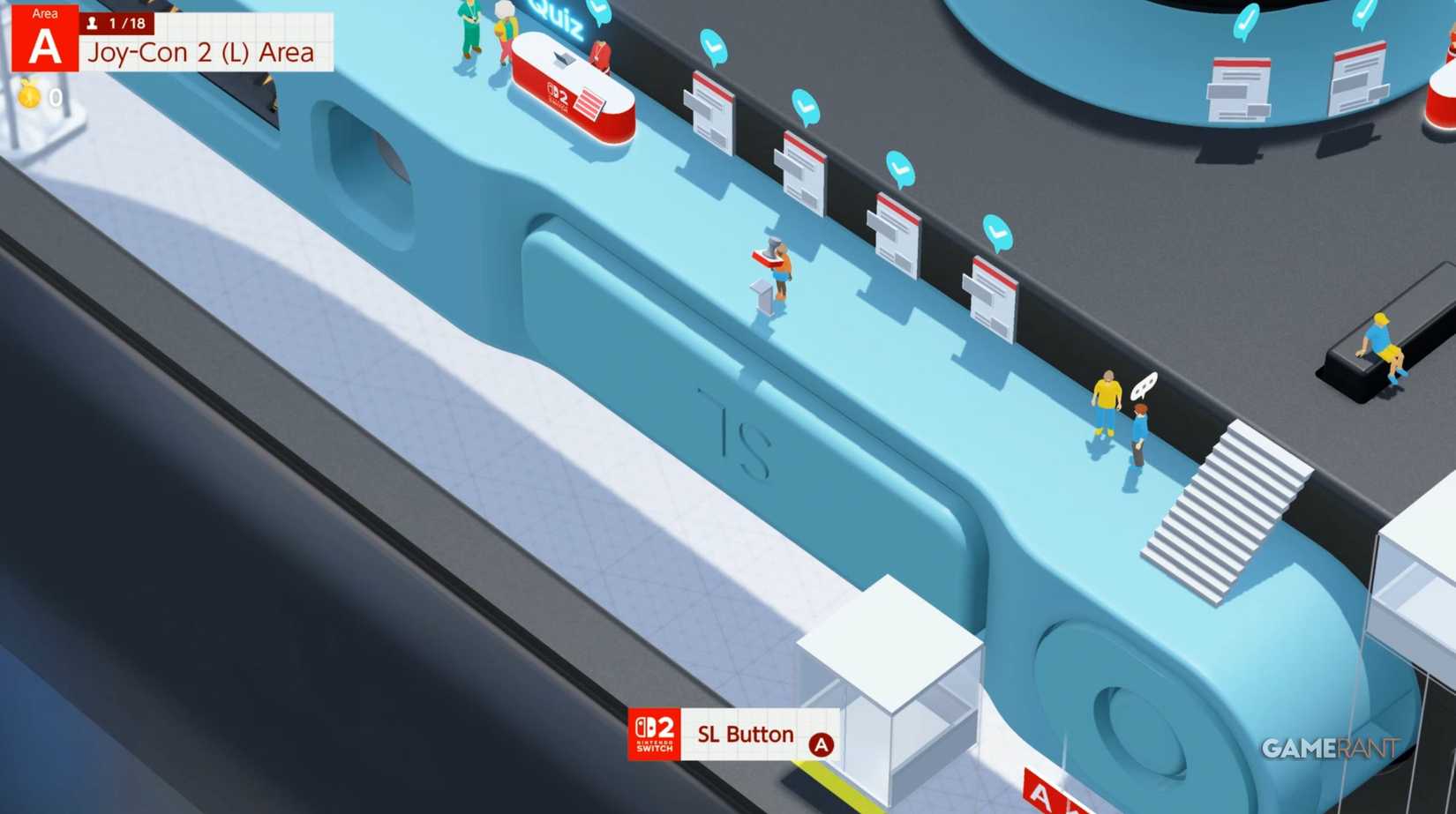 Stamps and Quizzes in Area A (Joy-Con 2 (L) Area) - Welcome Tour