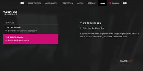 The Alters The Rapidium Ark Task Log