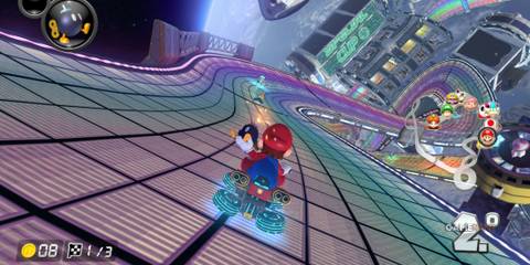 Twisting tracks and anti-gravity mechanics make Mario Kart 8’s Rainbow Road one of the boldest and most thrilling