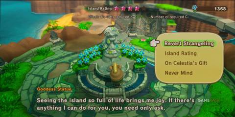 A player talking to the Goddess Statue in Fantasy Life I: The Girl Who Steals Time